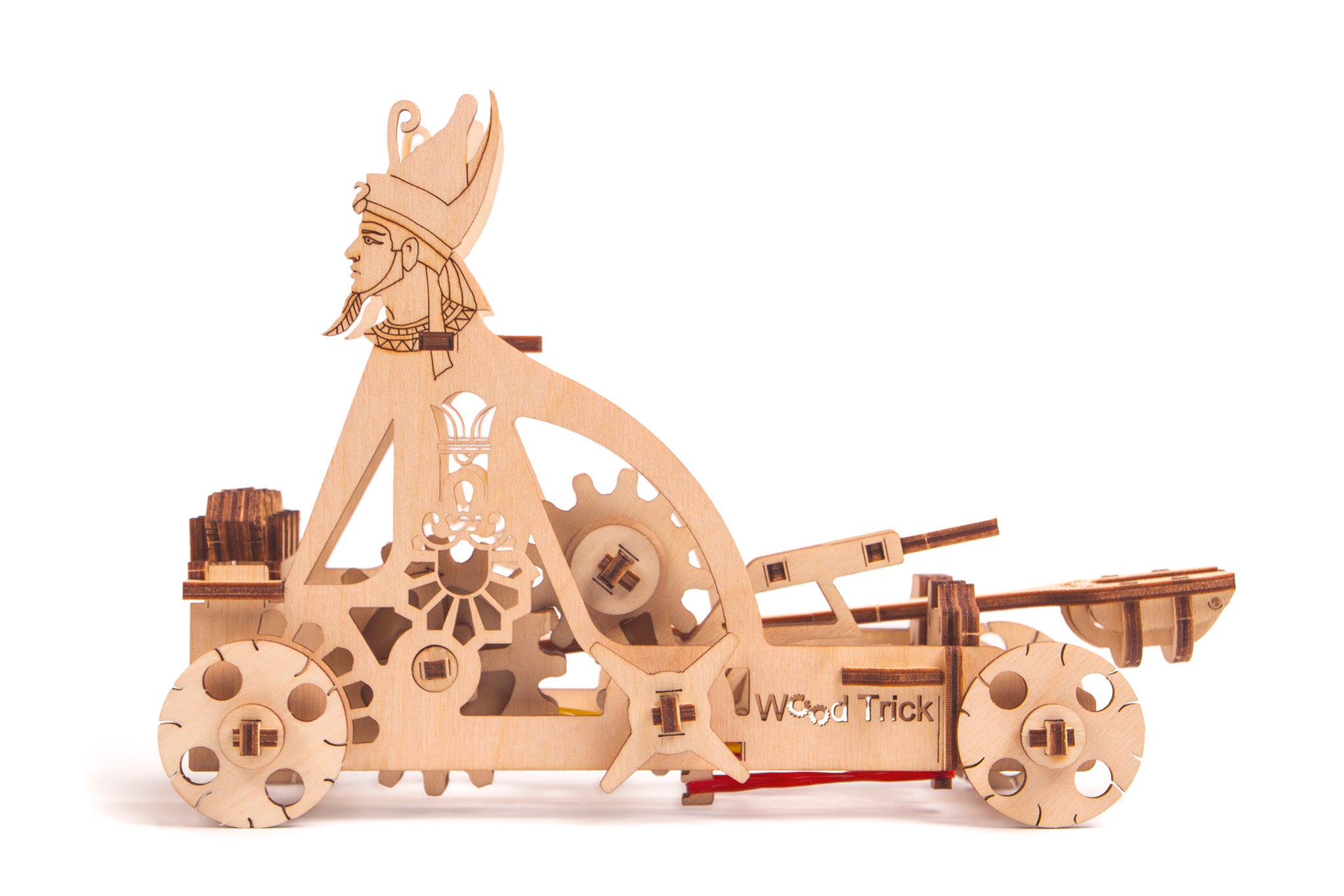 A small mechanism is capable of shooting tiny wooden projectiles.