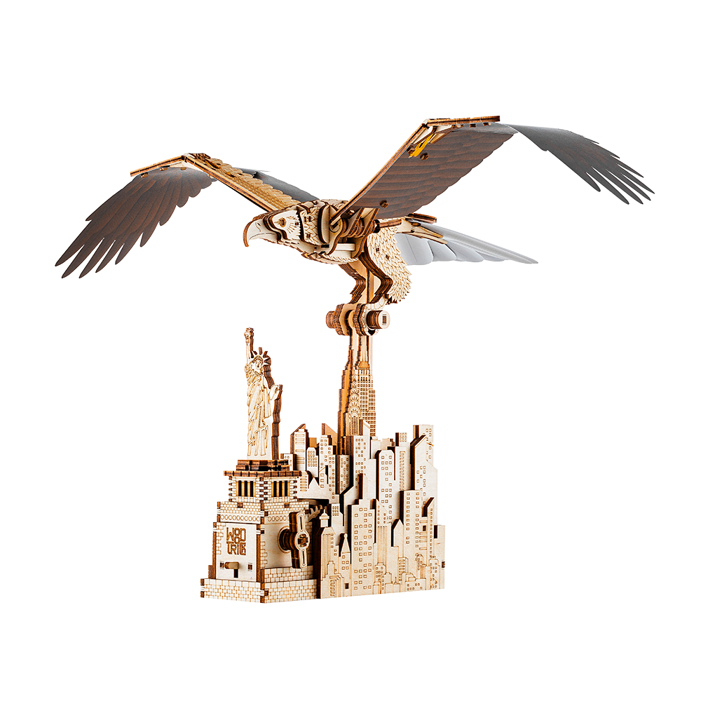 3D Wooden Puzzle Woodcraft Assembly Kit Hunting Wolf Eagle Train
