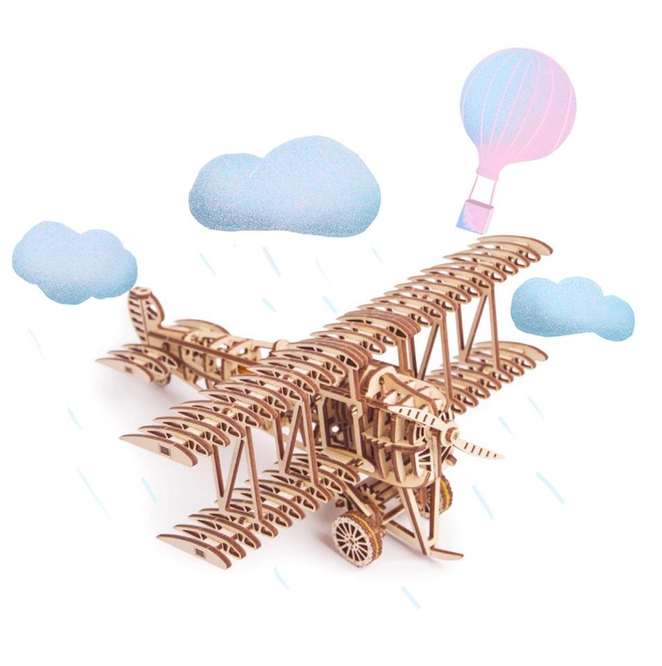 Plane - Wooden 3D mechanical model. No glue or cutting required Construction set