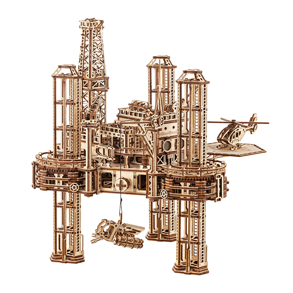 Offshore Rig Platform Mechanical 3D Wooden model kit ️ WoodTrick – Wood ...