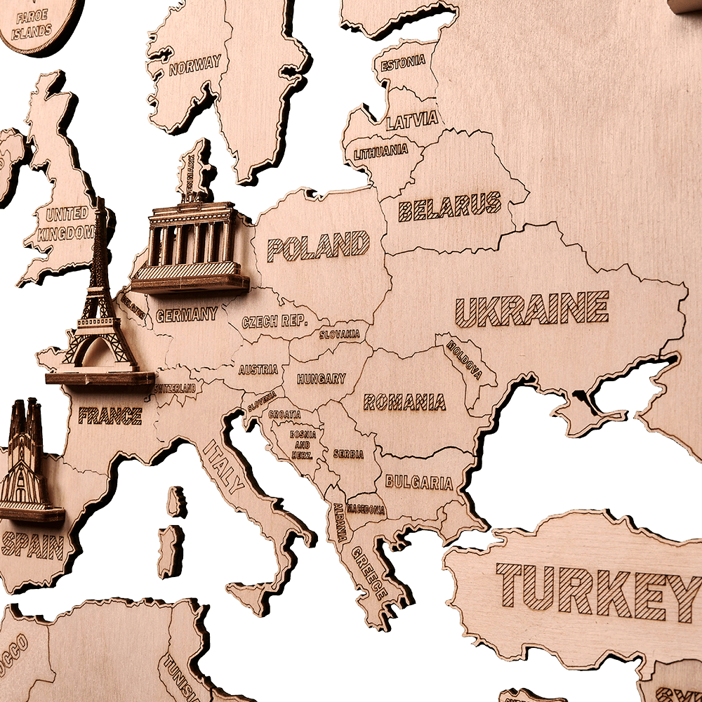Map Model Kit Wooden World Map XXL - 3D wooden mechanical model kit by WoodTrick ...