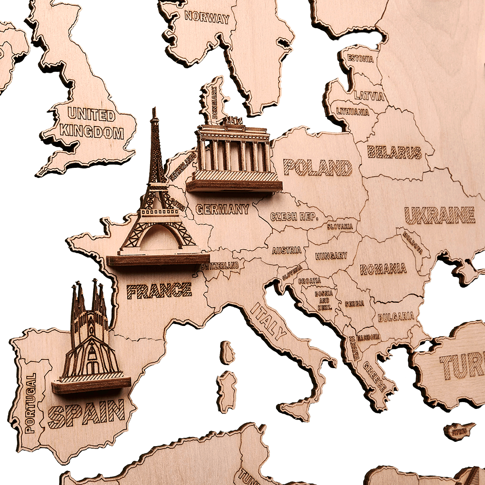 Map Model Kit Wooden World Map XXL - 3D wooden mechanical model kit by WoodTrick ...