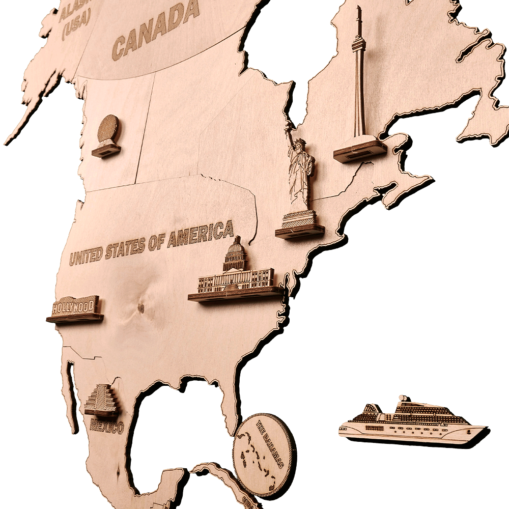 Map Model Kit Wooden World Map XXL - 3D wooden mechanical model kit by WoodTrick ...