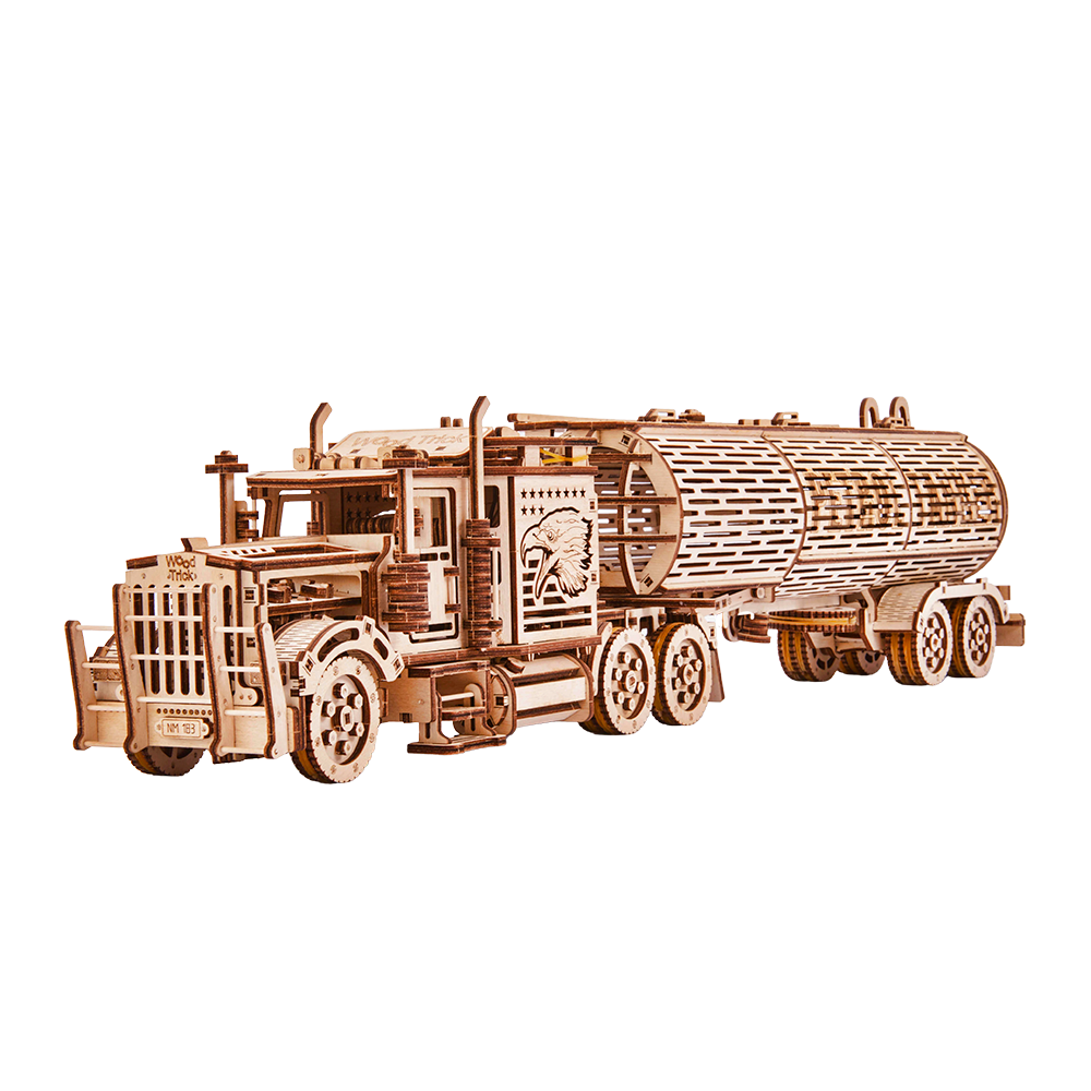 2 in 1: Big Rig & Tank Trailer Wood model kit ️ WoodTrick – Wood Trick