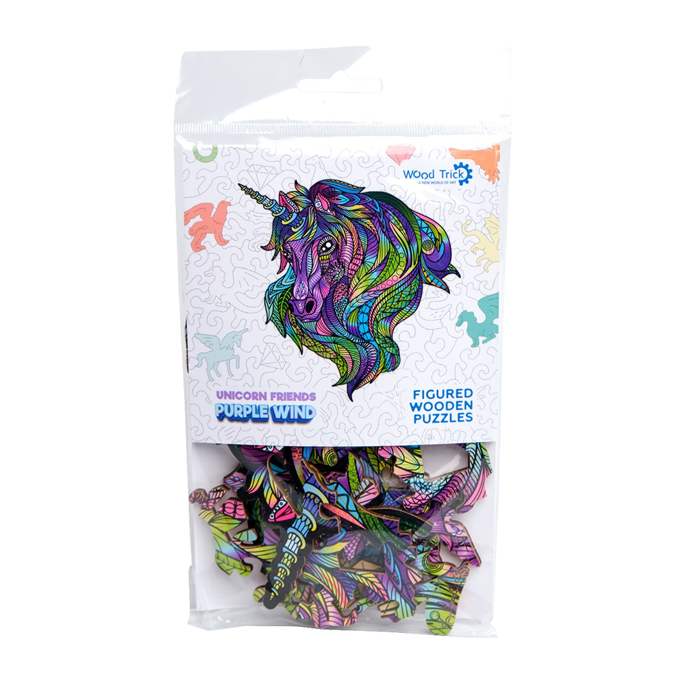 Purple Wind Unicorn (mini color puzzle) Wood model kit